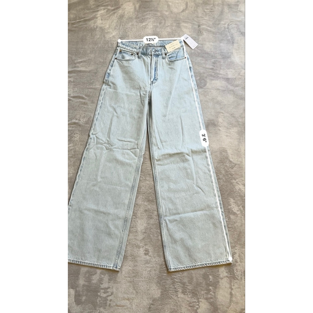 NEW Women's Abercrombie & Fitch Light Blue Wide Leg Jeans 24 - Picture 3 of 9